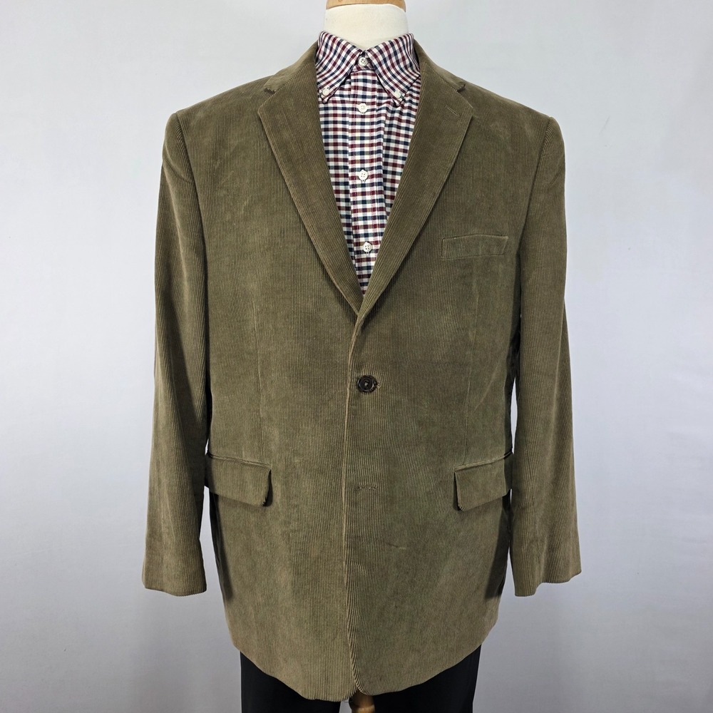 Adolfo Men's Sport Coat Blazer Two Button Tobacco Brown Corduroy Cotton 48R